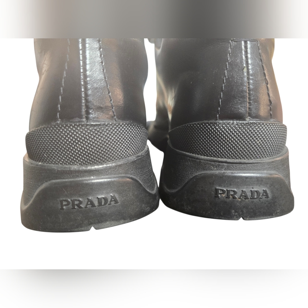 Vintage Prada Leather Lug Sole Combat Boots Size 39 Made in Italy - Picture 7 of 16